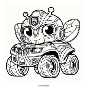 Bumblebee In Car Form Rescue Bots Coloring Page