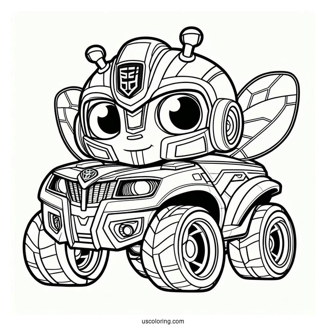 Bumblebee In Car Form Rescue Bots Coloring Page