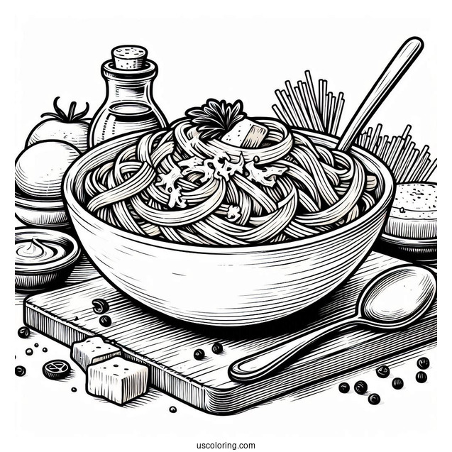 Carbonara Pasta Coloring Picture For Kids
