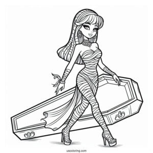 Female Mummy Coloring Page Walking Out Of Coffin