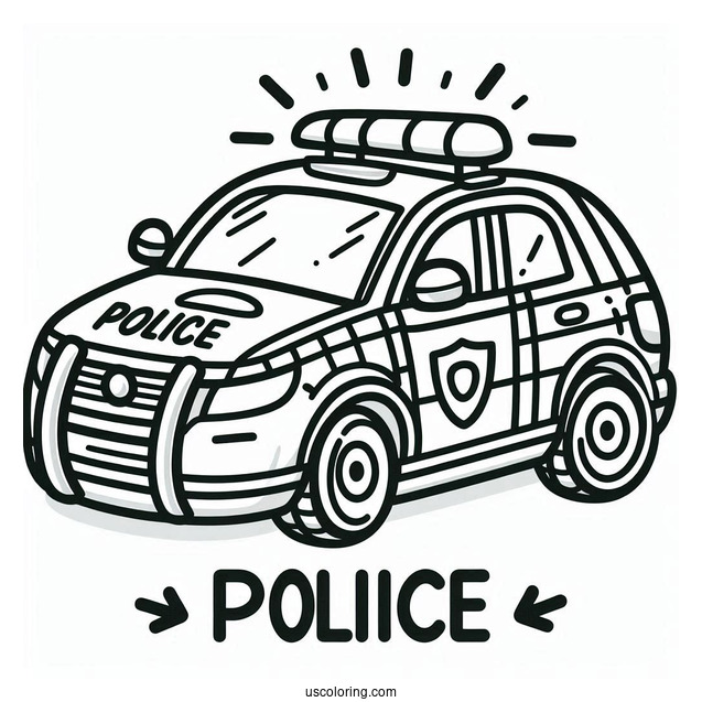 Easy Outline Of Police Car To Color For Kids