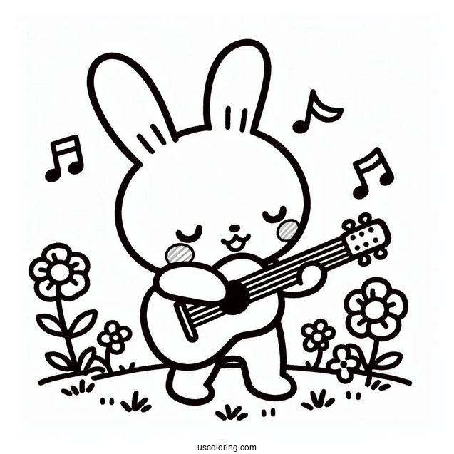 Pochacco Coloring Page Playing The Guitar For My Melody