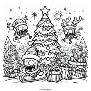 Plants Vs Zombies Christmas Coloring Page