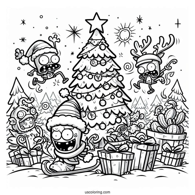 Plants Vs Zombies Christmas Coloring Page