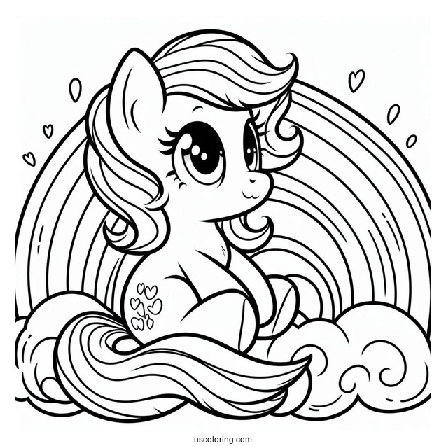 Cartoon My Little Pony Sitting On Rainbow