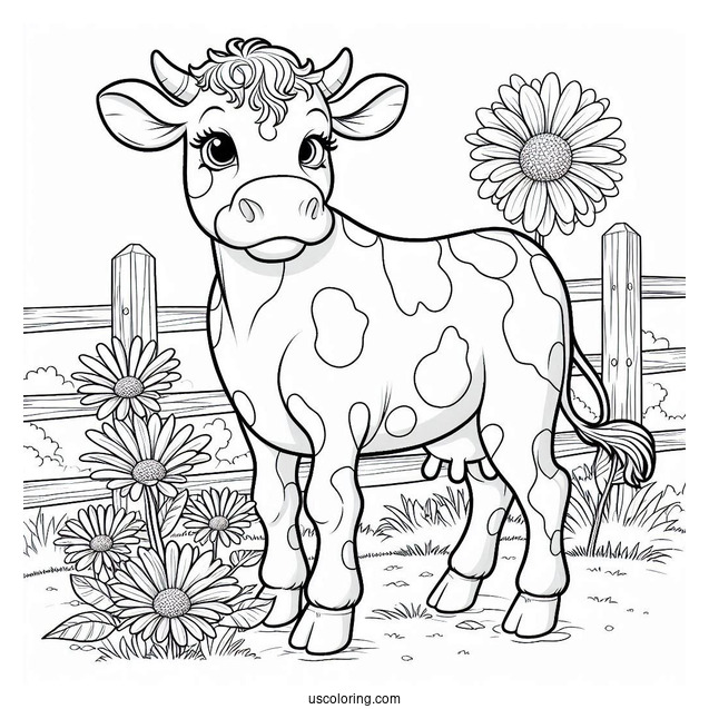 Daisy Cow Standing In Paddock Coloring Sheet