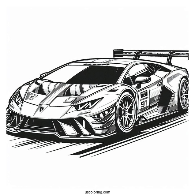 Coloring Page Of Lamborghini Race Car