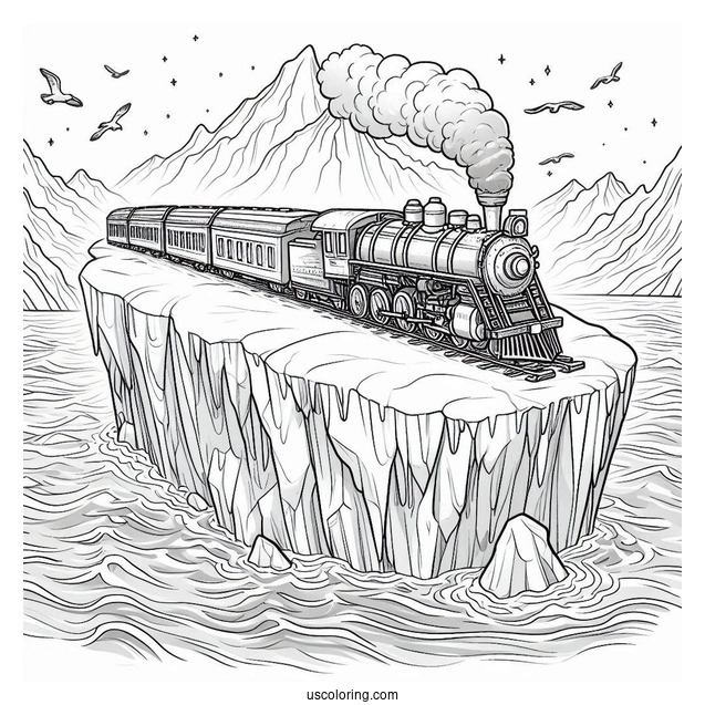 Polar Express Coloring Page Of On An Iceberg