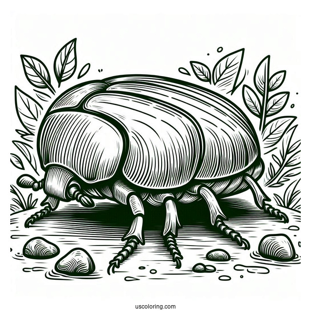 Green Scarab Beetle Coloring Page On The Ground