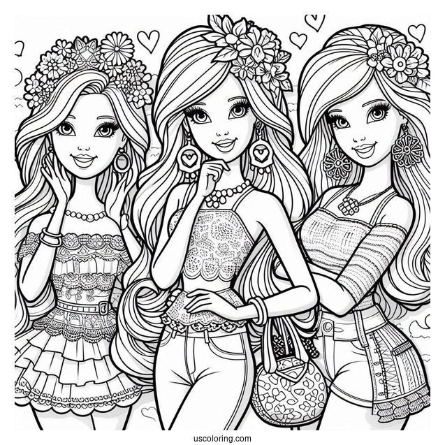 Barbie Friends Forever Coloring Page