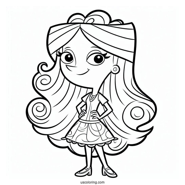 Phineas And Ferb Coloring Page Of Easy Isabella For Kids
