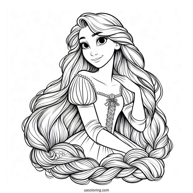 Rapunzel With Long Hair Coloring Page