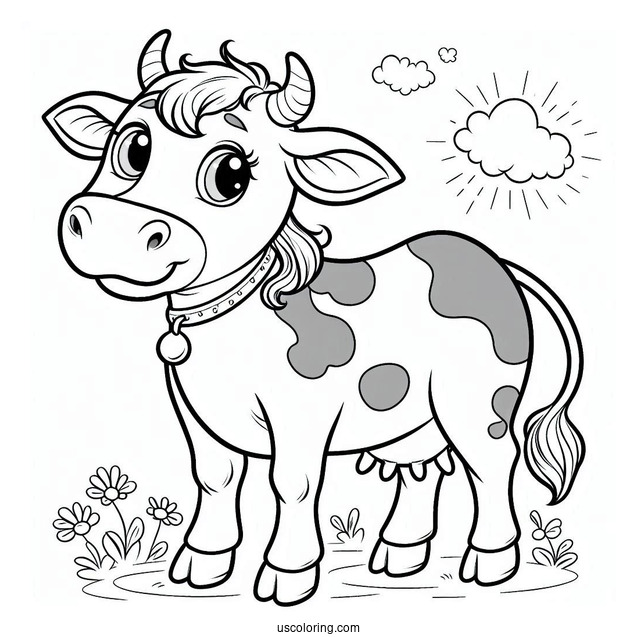 Smiling Cow For Coloring In