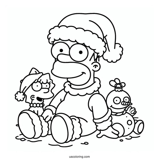 Simpsons Coloring Pages Of Cute Santa s Little Helper And Snowball For Kids