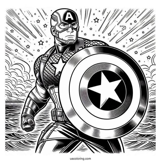 Captain America Shield Coloring Page