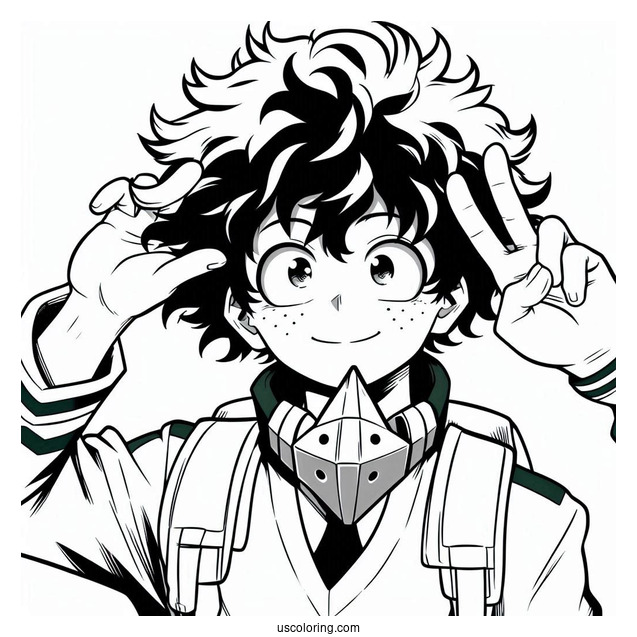Deku Coloring Page Izuku Midoriya With His Hand Out