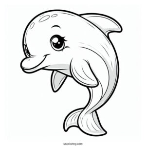 Cute Cartoon Dolphin Coloring For Kids