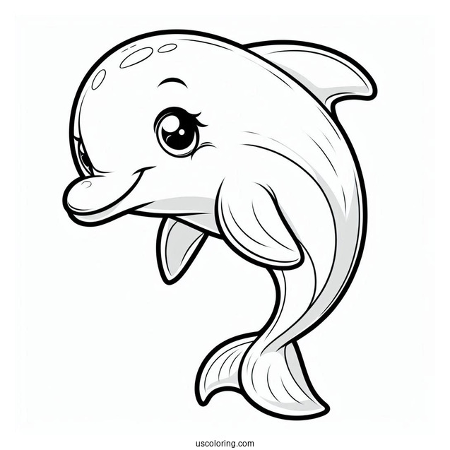 Cute Cartoon Dolphin Coloring For Kids