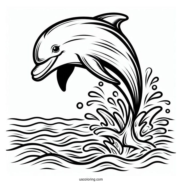 Dolphin Leaping Out Of Water To Color