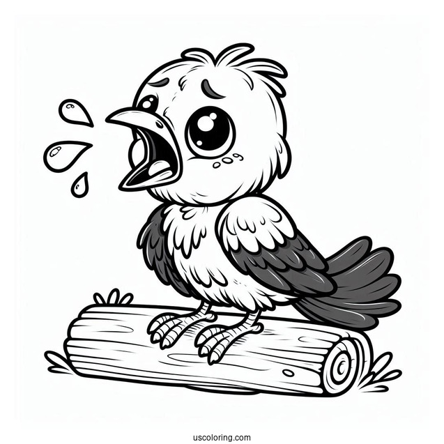 Easy Baby Raven Coloring Page Crying For Food For Preschoolers