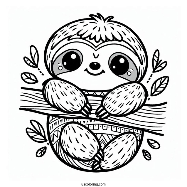 Easy Baby Sloth Coloring Sheet For Preschoolers