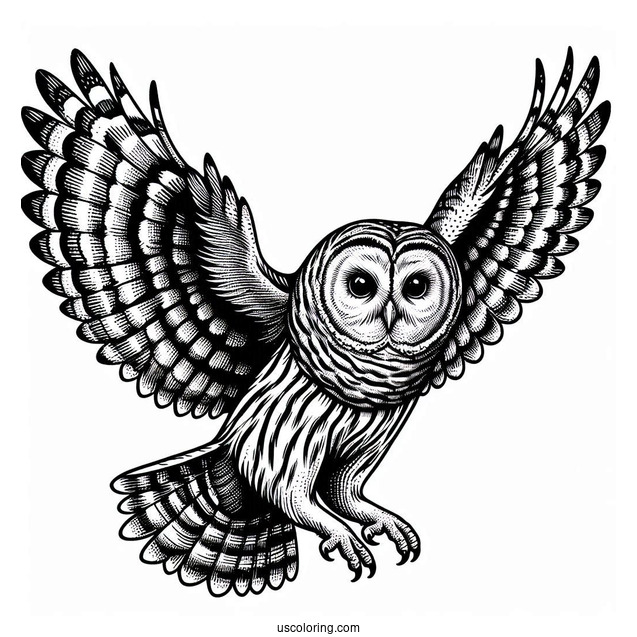 Barred Owl Swooping Down