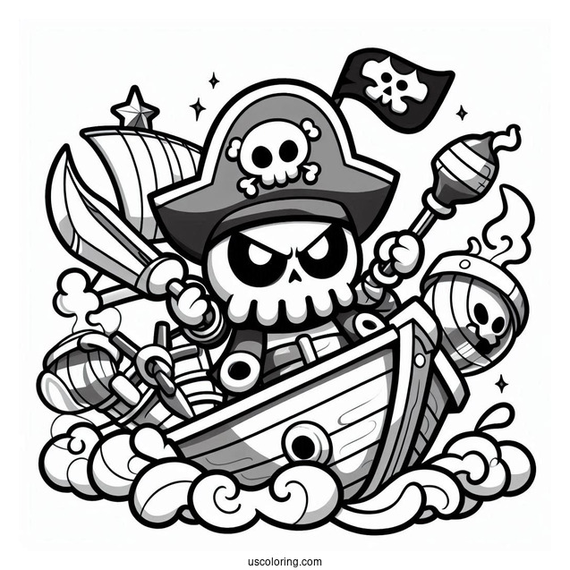 Brawl Stars Coloring Page Of Cursed Pirate On Boat