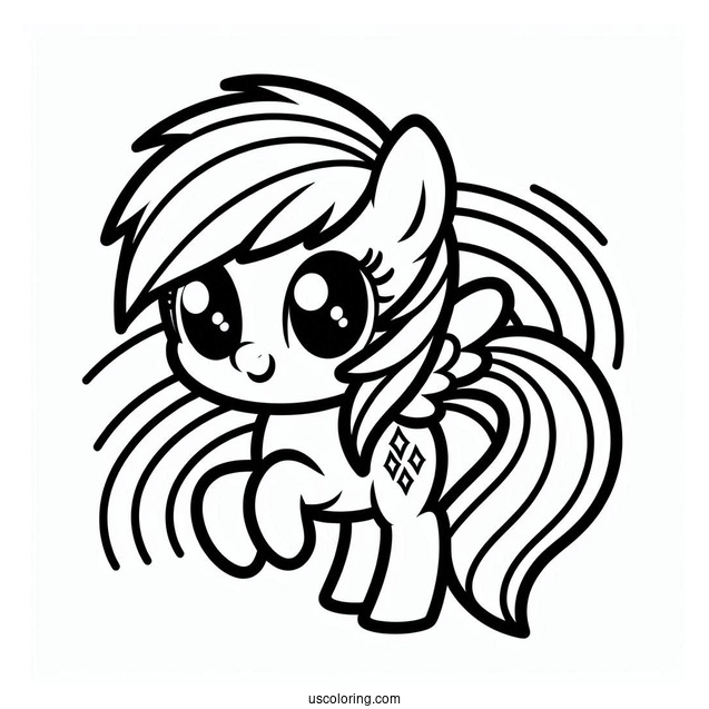 Kawaii Rainbow Dash Outline For Kids
