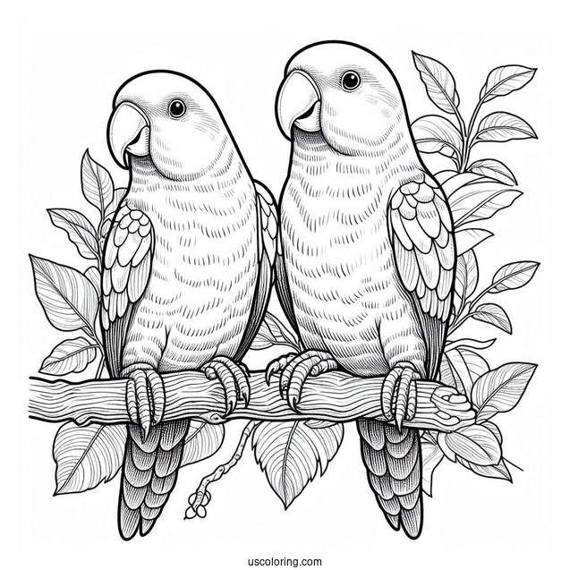 Two Detailed Eclectus Parrots To Color