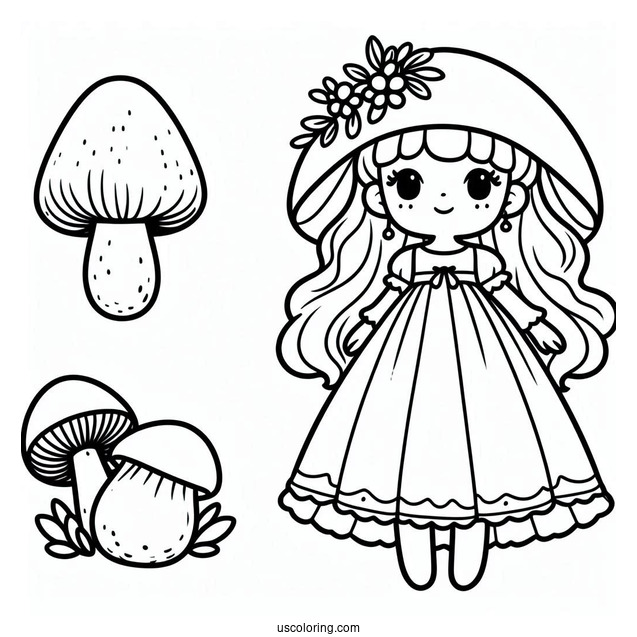 Bell Shaped Mushroom Coloring Page For Kids