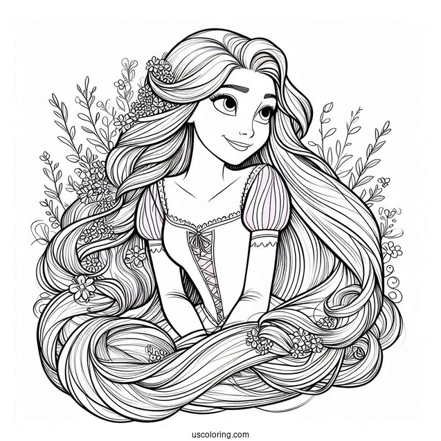 Rapunzel With Long Hair Coloring Page
