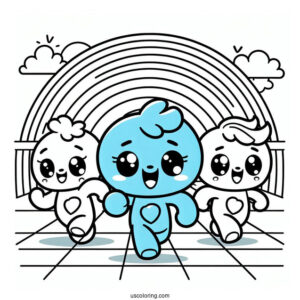 Easy Cyan Running In Corridor Rainbow Friends Coloring Page