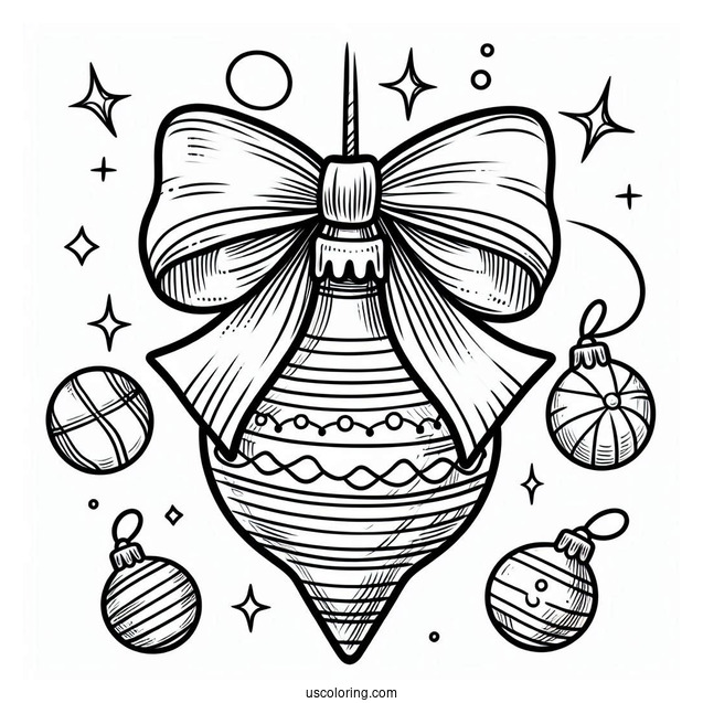 Christmas Ornaments Coloring Page Of Bulb Wrapped In Bow