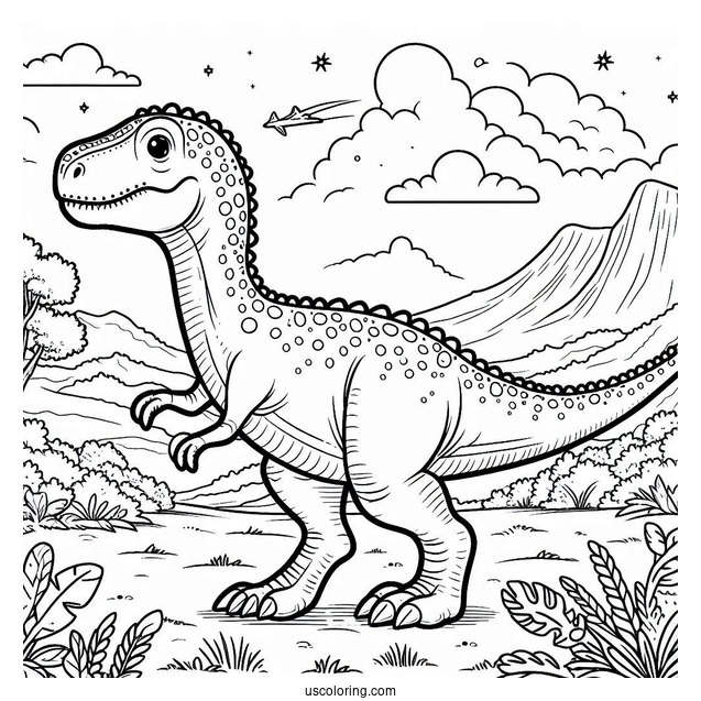 Dinosaur Coloring Page Of Ouranosaurus Strolling In Nature