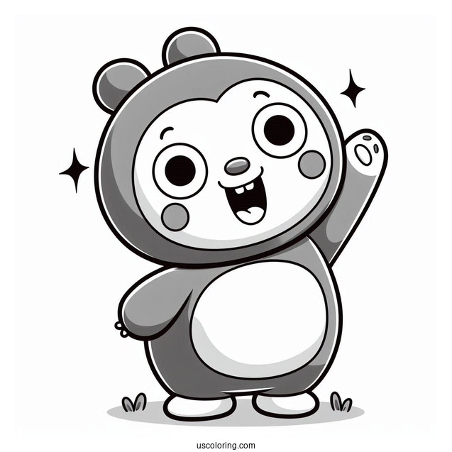 Pororo Coloring Page Of Rody Grinning And Waving