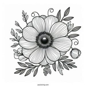 Flower Coloring Pages Of Anemone Mandala