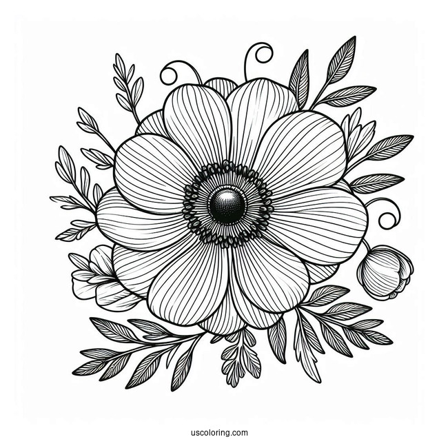 Flower Coloring Pages Of Anemone Mandala