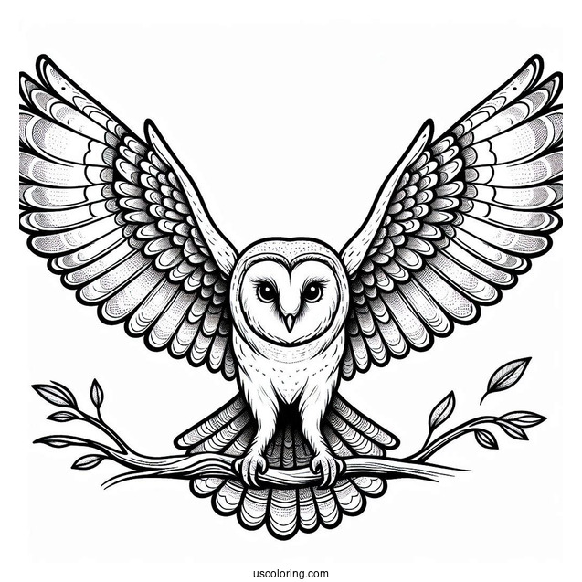 Barn Owl Flying With Large Wings