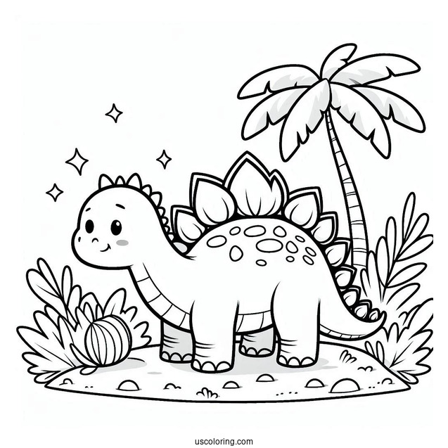 Cute Stegosaurus Coloring Page For Preschoolers
