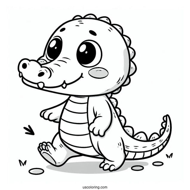 Crocodile Cartoon Character Going To School