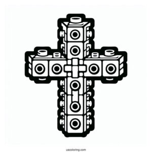 Fun Lego Cross Coloring Page For Kids