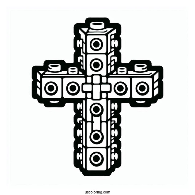 Fun Lego Cross Coloring Page For Kids