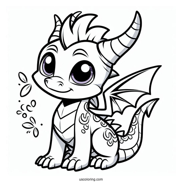Curious Sypro Coloring Page Outline For Kids