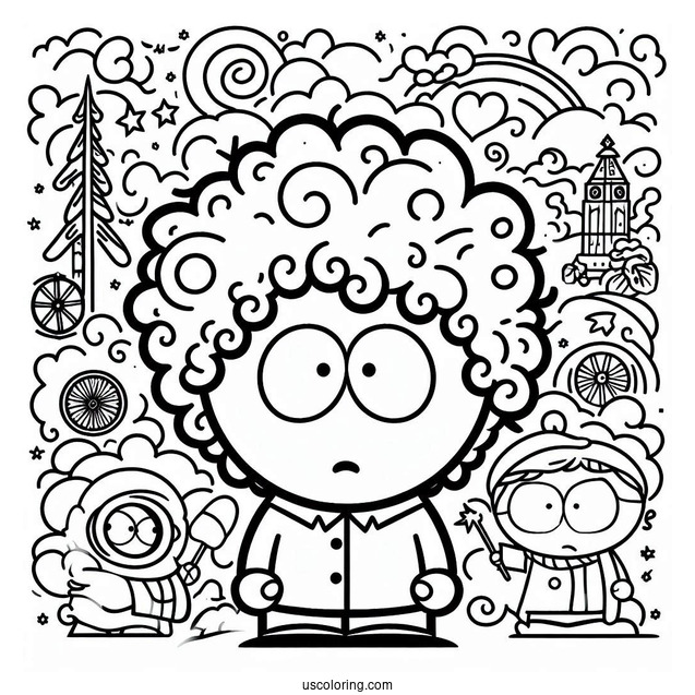 Easy Kyle Broflovski South Park Coloring Page For Kids