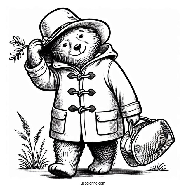 Paddington Coloring Page Tipping His Hat For Preschoolers