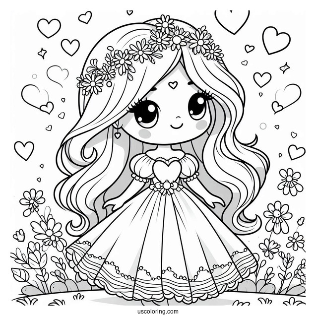 Princess Daisy Coloring Page With Luma And Hearts In Background