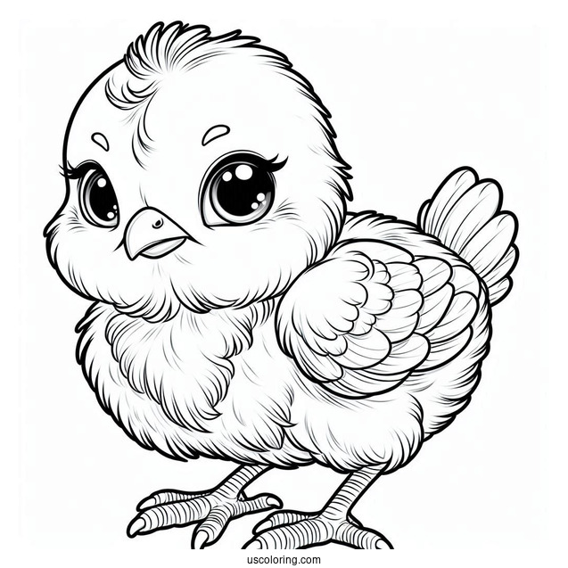 Realistic Baby Chicken Coloring Sheet