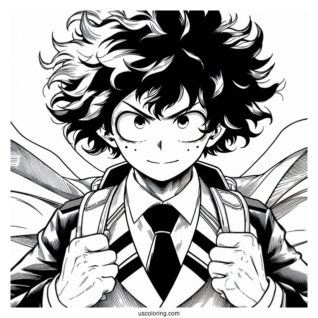 My Hero Academia Ochaco Uraraka With Deku Coloring Page