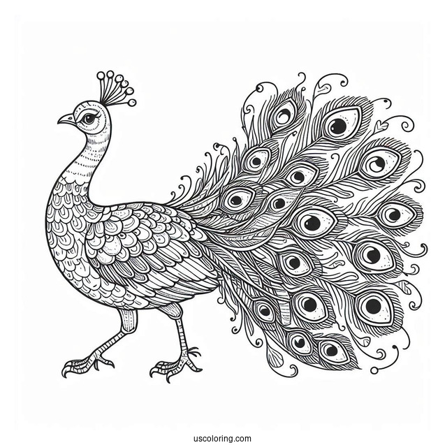 Peacock Walking Coloring Page