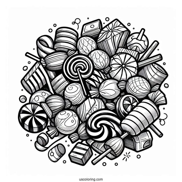 Assorted Licorice Coloring Page